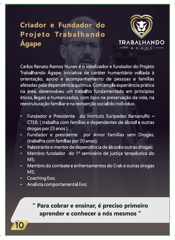 Apresentação do fundador do Projeto Trabalhando Ágape