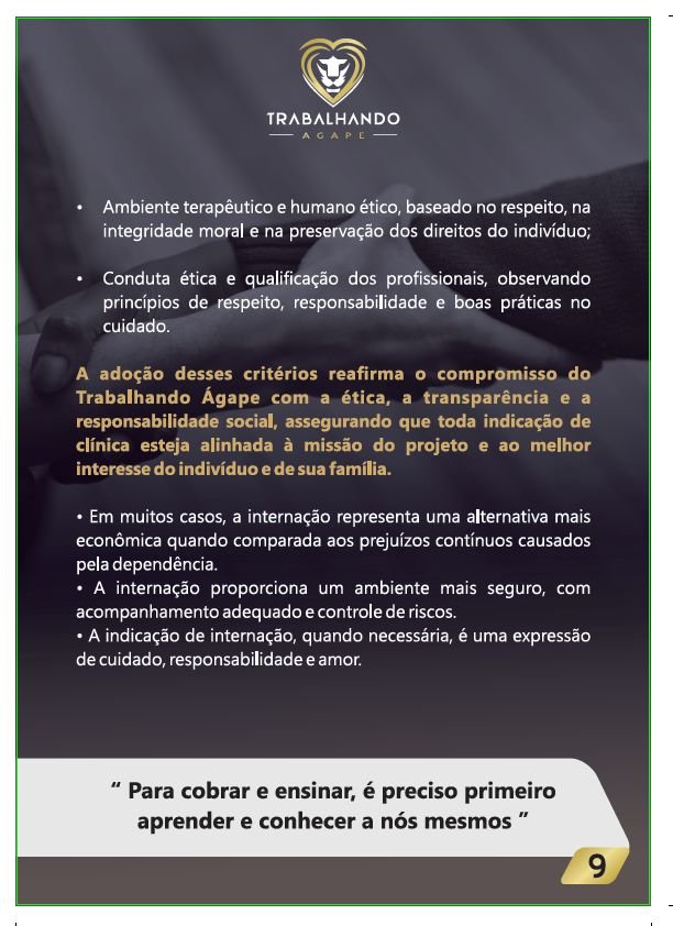 Informações sobre recuperação e acolhimento