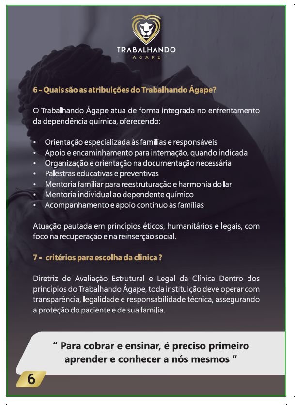 Conteúdo informativo Trabalhando Ágape