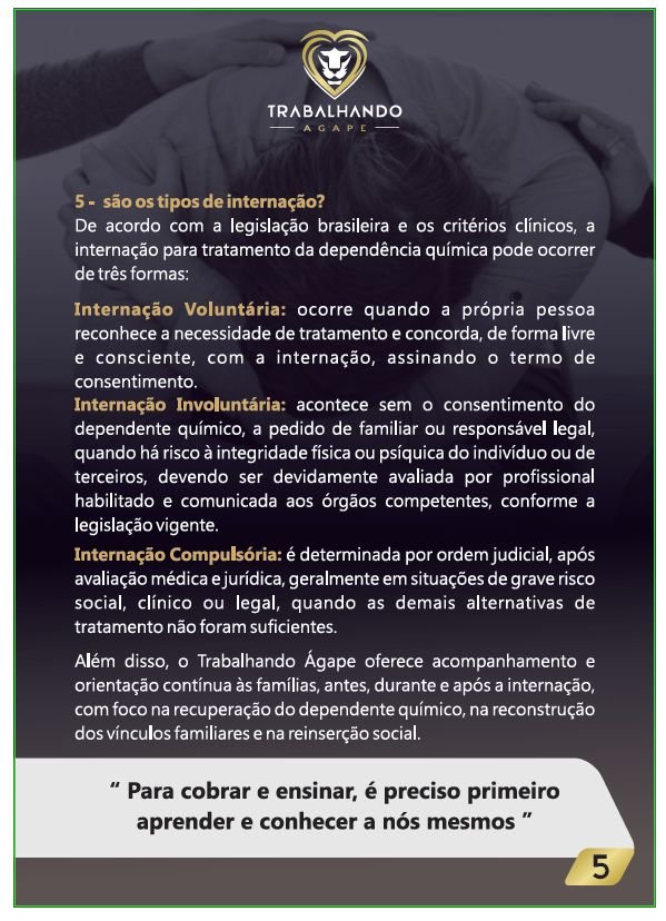 Conteúdo informativo Trabalhando Ágape