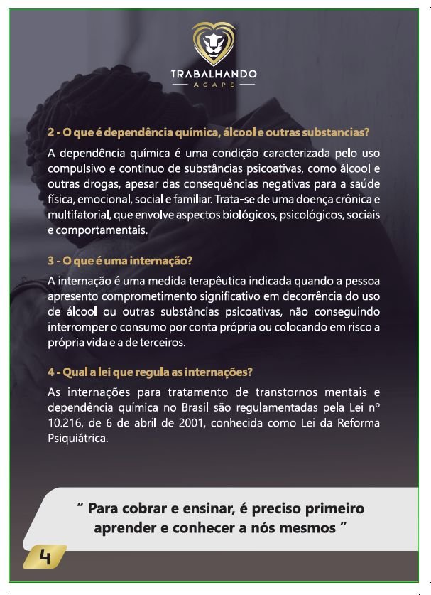 Conteúdo informativo Trabalhando Ágape